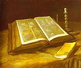 Bible Canvas Paintings - Still Life with Open Bible